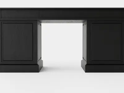 Wall Street desk black oak Low-poly 3D model