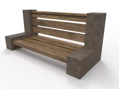 Bench street asset Low-poly 3D model