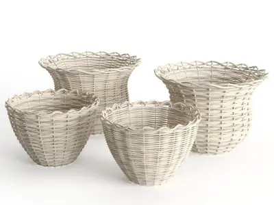 Rattan Baskets Set 3D model