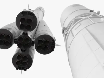  Multistage Space Rocket with Strap-On Boosters 