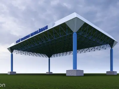 LTCG - Trabzon Airport - Gatehouse Building Roof Structure Low-poly 3D model