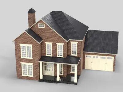 British House Design 16T4  Low-poly 3D model
