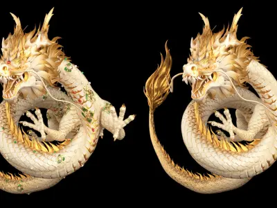 Dragon Loong Chinese Dragon White Dragon King 3D model