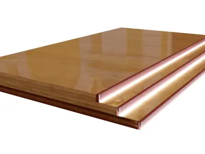 Hall floor with elegant wide wooden stairs Low-poly 3D model