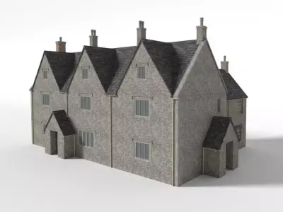 british uk cotswold stone house mansion Low-poly 3D model Low-poly 3D model