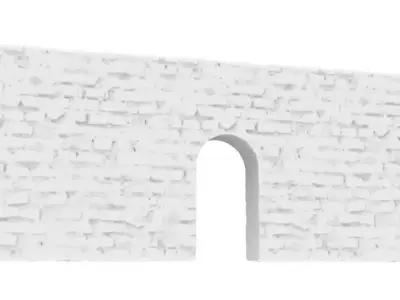 Brick wall long door  Geometry only Free 3D model