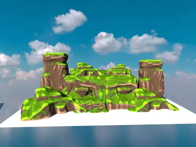Cliff Rocks Collection Low-poly 3D model