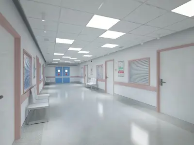 Hospital Corridor and Furniture 3D model