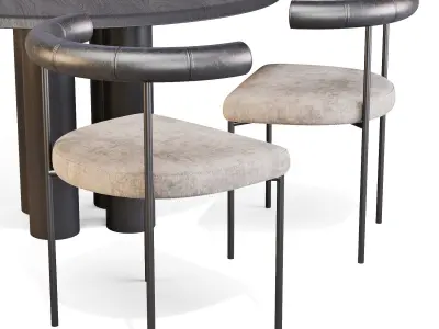 Fredericia and Resident Islets Table and Kashmir Chair 3D model