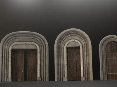 Medieval Door Set Low-poly 3D model