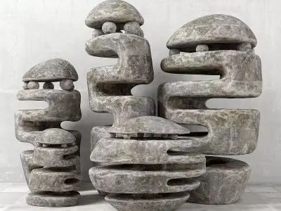 Stone street lamp decor 3D model