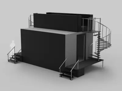 Two Level Stage with Coil Stairs 3D model