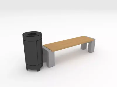 Bench Park 37 Low-poly 3D model
