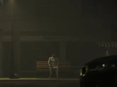 A night street road environment  3D model