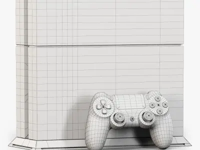 Sony PlayStation 4 with Stand Low-poly 3D model