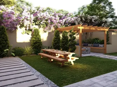  3D Exterior Scene 3D model design garden and landscape 3D model 7