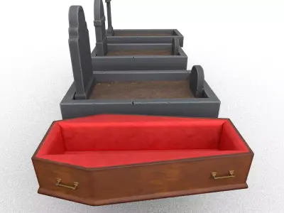 Stylized Graveyard Pack - Coffin Tombstones Set Low Poly Low-poly 3D model