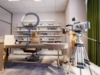 Modern live broadcast room cosmetics Low-poly 3D model