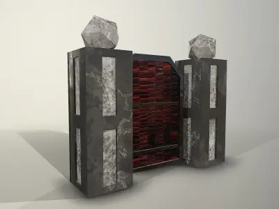 Fence with marble columns Low-poly 3D model