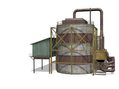  concrete building Low-poly 3D model