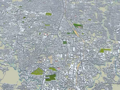 Malang East Java Indonesia 20km Low-poly 3D model