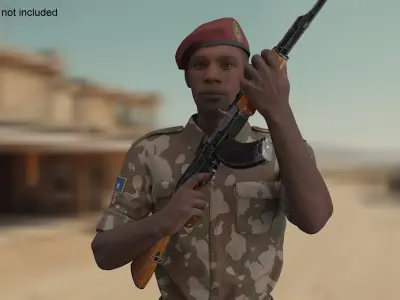  Soldier Marching with Rifle AK-47 Fur 