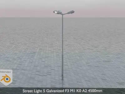 Street Light 5 Galvanized F3 M1 K0 A2 4500mm  Low-poly 3D model