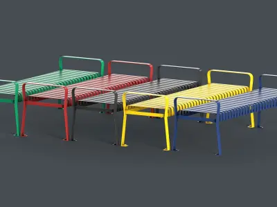Metal Modern Bench 2 PBR Game Ready Low-poly 3D model