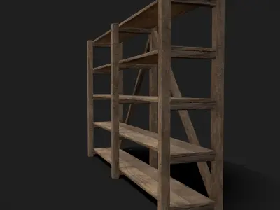 Pottery Shelf Long Low-poly 3D model