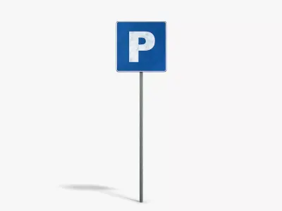 Parking Sign Low-poly 3D model