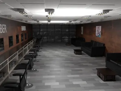 BarberShop Interior Low-poly 3D model