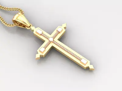 High Cross Pendant Light Gold 18K 4CP065 3D print model