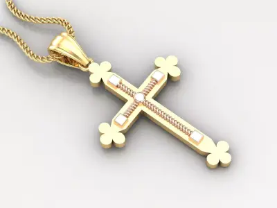 High Cross Pendant Light Gold 18K 4CP095 3D print model