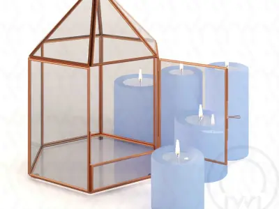 Glass tabletop gazebo Hexagon Low-poly 3D model