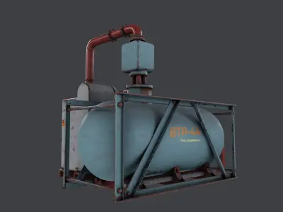 Rusty Industrial Compressor  Low-poly 3D model