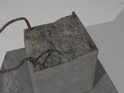old broken pillar Low-poly 3D model