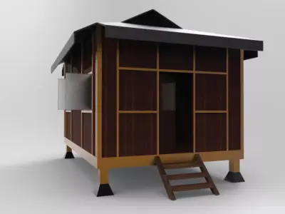 3D Shelter Rumah Melayu Limas Low-poly 3D model