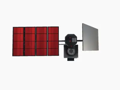 Satellite J04 Steel Red - SciFi Space Design Low-poly 3D model