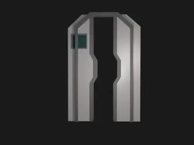 Simple Low Poly Sci-fi Door with Window Low-poly 3D model