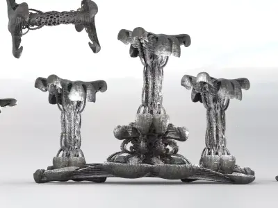 Xeno Inspired Spine Ship 8 versions 3D model
