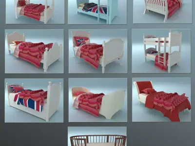 Childrens bed collection 2 3D model