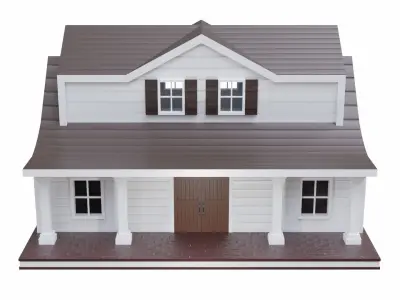 Farmhouse birdhouse - with trim Low-poly 3D model