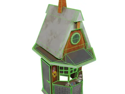 German 1940s Ticket Booth Low-poly 3D model