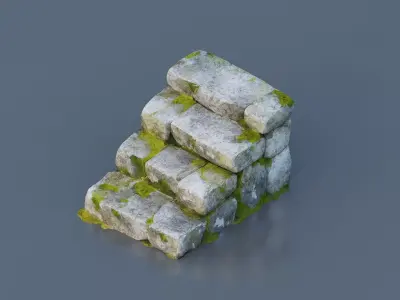Ancient stone stairs  Low-poly 3D model