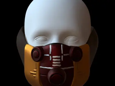 Gas mask helmet 3d model scifi Low-poly  Low-poly 3D model 134