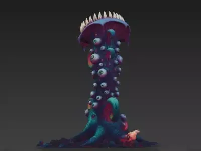 Alien Carnivorous Plant - Stylized Sci-Fi Tentacle  WITH EYES 3D model