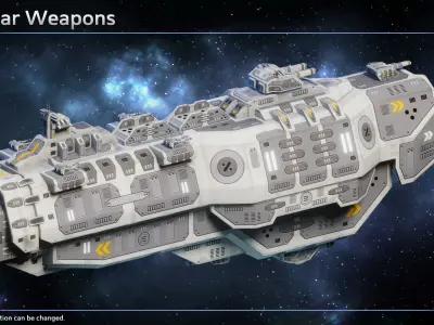 Spaceship von Hoeppner Destroyers Low-poly 3D model