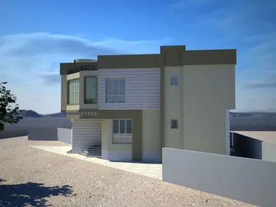 Modern Villa A136  3D Renders  DWG CAD Plan 3D model