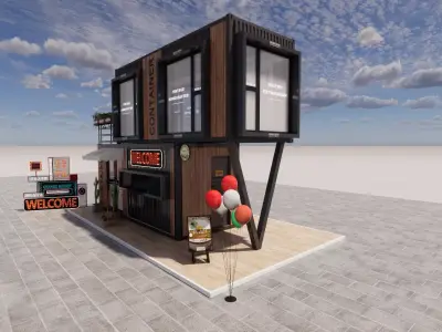 Container coffee shop-6 3D model