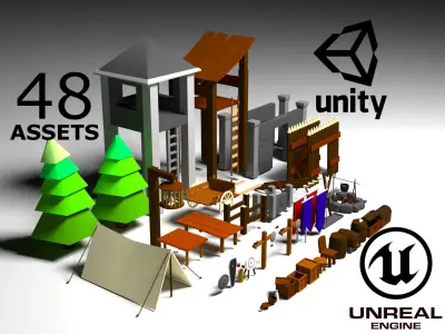 Medieval Asset Free low-poly 3D model